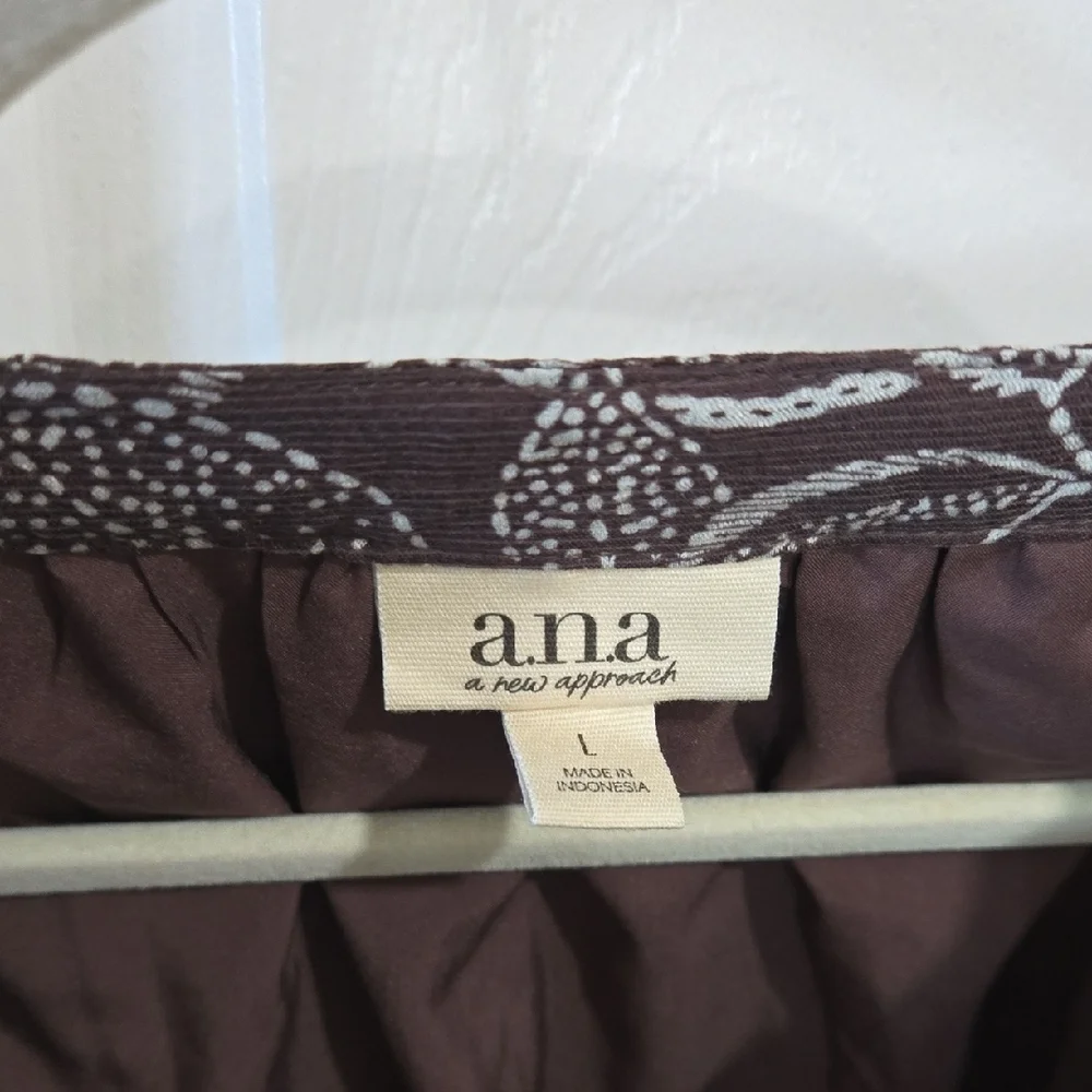 A.N.A A New Approach Brown Floral Long Sleeve Dress Lightweight Size Large
